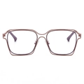 Fashionable dark brown rectangle glasses frame with unique double-layer hollow design - Grey Pink Frame White Lens