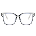 Cat eye blue light glasses with black square frame, silver trim, and white temples - Black and White Frame