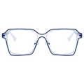 Fashionable oversized rectangular eyewear frame in blue gradient with white temples - Blue White Frame Clear Lens