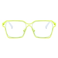 Fashionable oversized rectangular glasses with neon yellow frame and white temples - Yellow Frame Clear Lens