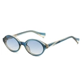 Occhiali da sole ovali vintage con lenti blu sfumate e montatura in acetato bicolore - Montatura Blu Champagne Lenti Blu