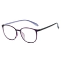 Ultralight retro TR90 round glasses frame in purple and black gradient finish - Standard - Purple Frame with White Lenses / Regular