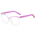 Cat eye oversized glasses frame with pink accents and transparent finish in model 53183 - Transparent Frame Purple Temples