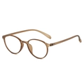 Retro round frame tea brown glasses made of lightweight TR90 material for women - Sand Brown Frame Clear Lens