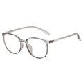 Ultralight retro TR90 anti-blue light glasses with a translucent grey-brown round frame - Regular (Inc. 13% VAT) Transparent Grey Frame White Lenses / Regular