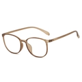 Ultralight retro round TR anti-blue light glasses frame in translucent tea brown color - Standard Matte Tea Frame Clear Lenses (Incl. 13% VAT) / Regular