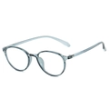 Ultralight TR90 round frame glasses in transparent light blue vintage style eyewear - Dark Blue Frame Clear Lenses