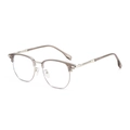 Classic TR90 semi-rimless optical glasses with champagne frame and golden metal temples - Grey Silver Frame White Lens