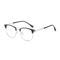Classici occhiali business semi-rimless in TR90 con montatura in metallo argento vista 45° - Montatura Nero Argento Lente Bianca