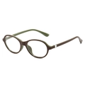Occhiali TR90 ovali moderni con montatura marrone scuro e interno delle stanghette verde - Montatura Caffè a Contrasto Lente Trasparente