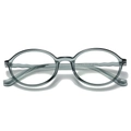 Lunettes de lecture rondes TR90 ultralégères en gris transparent avec branches ondulées - Monture Bleue Verres Blancs