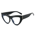 Montura de gafas de ojo de gato negra con patillas gruesas y lentes de luz azul - Montura Negro Brillante / Lentes Transparentes