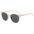 Retro cream white round sunglasses with dark lenses and silver B metal detail - Regular / Standard Cream Frame with Grey Lenses