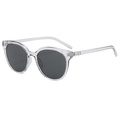Retro transparent round sunglasses with dark lenses and silver metal temple decoration - Regular / Standard (Incl. 13% VAT) Transparent Grey Frame & Grey Lenses