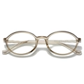 Lunettes de lecture rondes TR90 marron transparent avec branches au design ondulé - Monture Champagne Verres Transparents