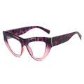 Montura de gafas cat-eye con estampado de leopardo morado y degradado rosa cerezo - Montura Degradada Carey Púrpura a Rosa Lente Transparente