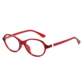 Occhiali tondi TR90 rosso traslucido con decoro a cuore in argento e filtro luce blu - Montatura Rosso Vino Lenti Trasparenti