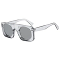 Occhiali da sole quadrati flat top con montatura trasparente e lenti rotonde grigio scuro - Montatura Grigia Trasparente Lenti Specchiate Argento