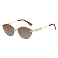 Rimless cat-eye sunglasses with gradient brown lenses and golden horsebit detail - Regular / Standard (Incl. 13% VAT) Gold Frame with Gradient Brown Lenses