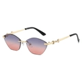 Frameless cat-eye sunglasses with purple-to-orange gradient lenses and gold metal frames - Regular / Regular Gold Frame Gray-Red Lenses (Incl. 13% VAT)