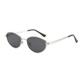 Gafas de sol cat eye con montura fina de metal dorado y lentes en color gris oscuro - Marco Plateado Lente Gris Negro