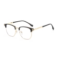 Montatura per occhiali TR90 classica nera e oro con design a mezza montatura ultra leggero - Montatura Nero Oro Lenti Trasparenti