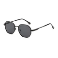 Modische achteckige Metall-Sonnenbrille mit polarisierten Gläsern für Damen und Herren - Schwarzer Rahmen Schwarz Graue Gläser