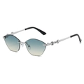 Frameless cat-eye sunglasses with blue-yellow gradient lenses and silver metal temples - Regular / Regular (Includes 13% VAT) Silver Frame with Gradient Green Lenses