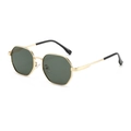Achteckige Gold-Metall-Sonnenbrille mit dunkelgrünen Gläsern für Damen und Herren - Goldener Rahmen Dunkelgrüne Gläser