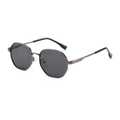 Unisex gunmetal octagonal geometric sunglasses with dark grey lenses and metal frame - Gunmetal Frame Black Grey Lens