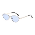 Gafas de sol de ojo de gato con montura dorada y lentes azul claro a la moda - Montura de Plata Lente Azul