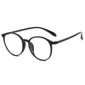 Classic round full-rim black optical frame with a minimalist resin design - Glossy Black Frame / Clear Lenses