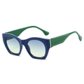 Fashionable cat-eye sunglasses with blue and green contrast frame and gradient lenses - Blue Frame Blue Yellow Lens