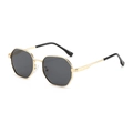 Achteckige Gold-Metall-Sonnenbrille mit schwarzen Gläsern und schlichtem Design - Goldrahmen Schwarzgrau