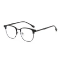 Occhiali semicerchiati TR90 nero opaco con design retrò e lenti trasparenti - Montura Nera Solida