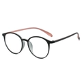 Classic round glasses frame in black and light pink finish with metal hinges - Black Outside Pink Inside