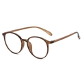 Retro round glasses frame in transparent tea amber color with 52-18-145 size specs - Tea Color