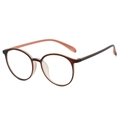 Classic round frames in brown tortoiseshell with contrasting pink inner arms and tips - Dark Tea and Orange