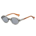 Retro oval sunglasses in transparent grey frame with orange contrast temple tips - Regular / Standard (Incl. 13% VAT) Transparent Grey Frame & Grey Lenses