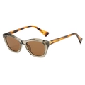 Occhiali da sole cat-eye con montura grigia e stanghette tartarugate scure - Montatura Champagne Astine Leopardate Lenti Tè