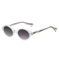 Retro oval sunglasses featuring a clear transparent frame and grey gradient lenses - Regular / Standard (Inc. 13% VAT) Clear Frame, Gradient Grey Lenses