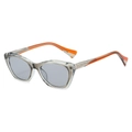 Cat eye sunglasses with translucent grey resin frame and orange spliced temples - Translucent Grey Frame Grey Lens