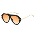 Oversized retro pilot sunglasses with black frame and orange gradient lenses - Black Frame Orange Lens