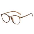 Translucent brown round eyeglasses frame with a matte finish and clear lenses - Sand Brown Frame Clear Lens
