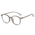 Classic round frame glasses with translucent grey resin finish and metal hinges - Sand Gray Frame Clear Lens