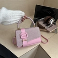 Rosa Handtasche für Damen aus Glitzerstoff und Leder mit stilvollem Tragegriff-Design - Rosa