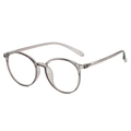 Minimalist round transparent grey glasses frame with lightweight resin temple arms - Shiny Gray