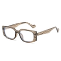 Brown tortoiseshell square sunglasses with 54-18-142 specs on inner temple - Grey Stripe Frame Clear Lens
