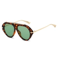 Retro 70s oversized aviator sunglasses with tortoiseshell frames and green lenses - Leopard Frame Dark Green Lens