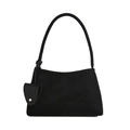 Elegante schwarze Wildleder-Achseltasche mit dekorativem Knoten und Mini-Taschenanhänger - Schwarz